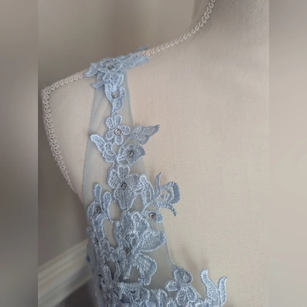 Elegant Blue Lace Dress - Picture 5 of 9